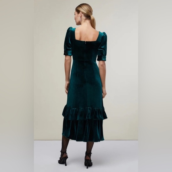 Rachel Parcell Dresses & Skirts - Puff Sleeve Peplum Skirt Midi Dress Emerald Green NWT